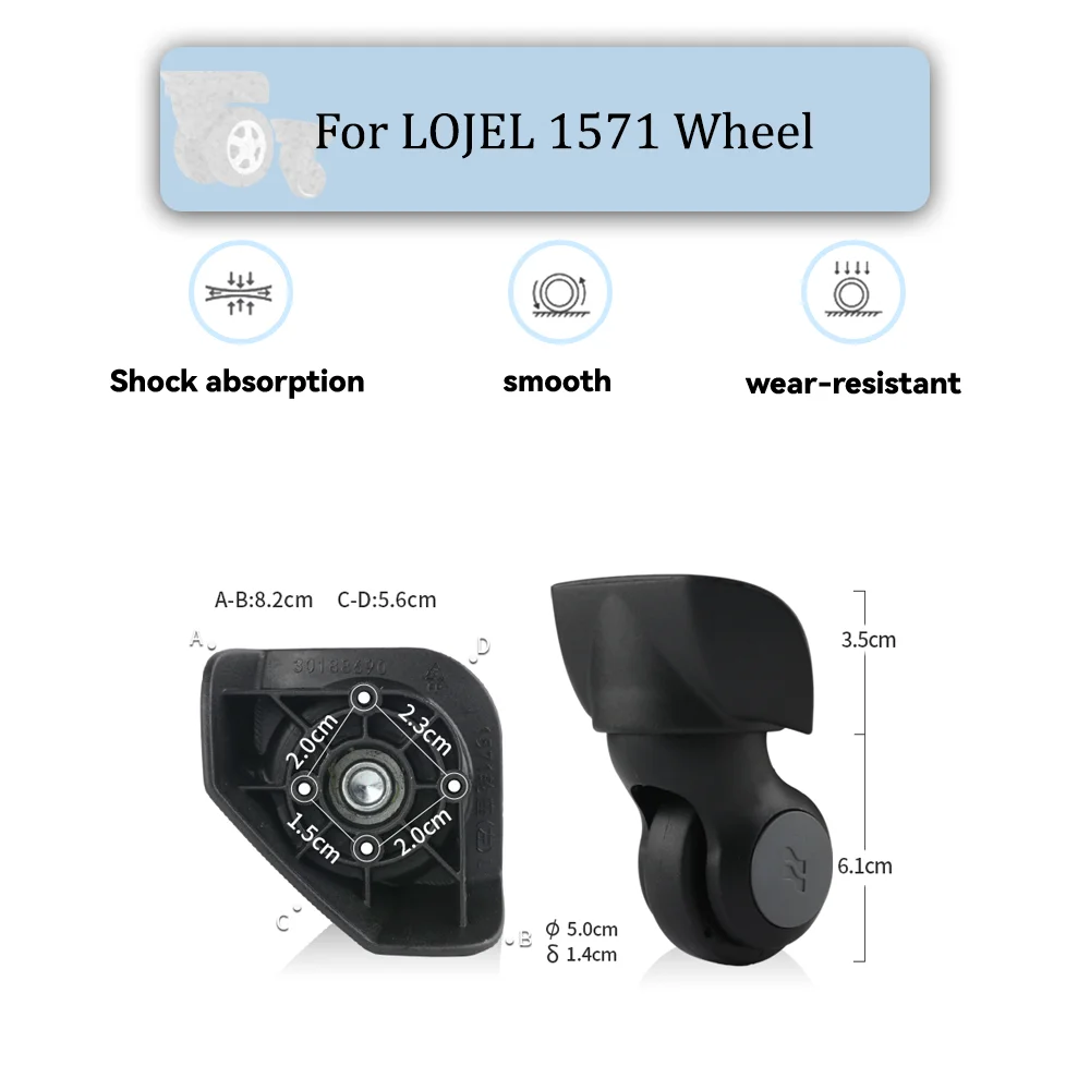 For LOJEL 1571 Universal Wheel Black Replacement Suitcase Silent Smooth Shock Durable Absorbing Rotating Accessories Wheels