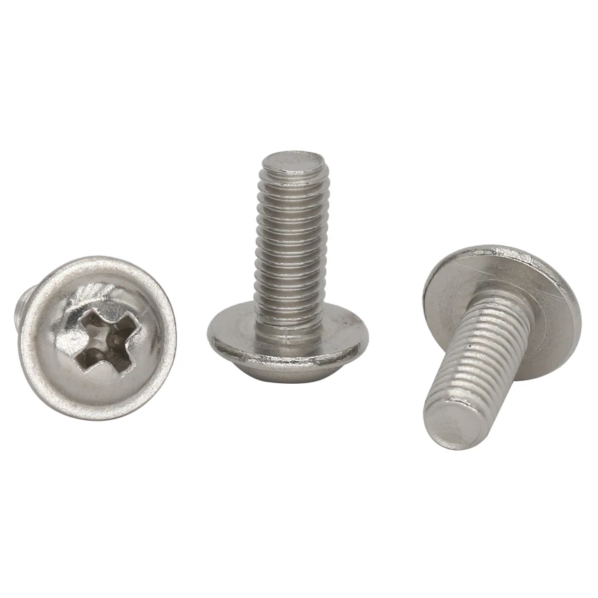 M4*6 M4x6 M4*8 M4x8 M4*10 M4x10 M4*12 M4x12 304 316 Stainless Steel DIN967 Cross Phillips Round Pan Screw With Washer Collar