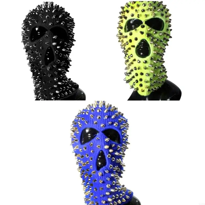 L5YA Funny Balaclava Halloween Balaclava Spiked Balaclava Rivet Beanie Spiked Beanie