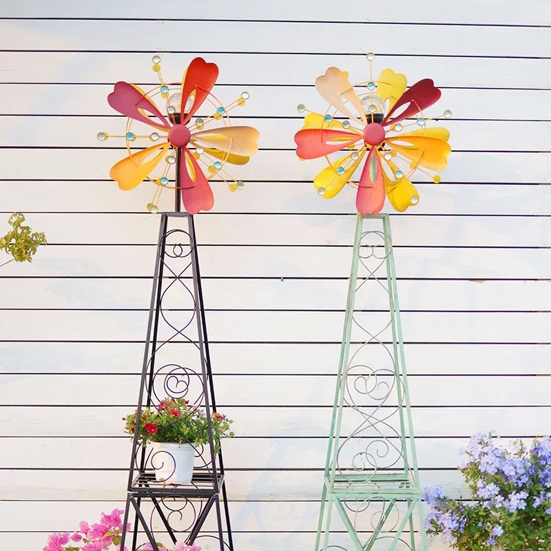 Wrought iron flower stand Windmill balcony Outdoor courtyard Multi-layer shelf garden Climbing vine shelf