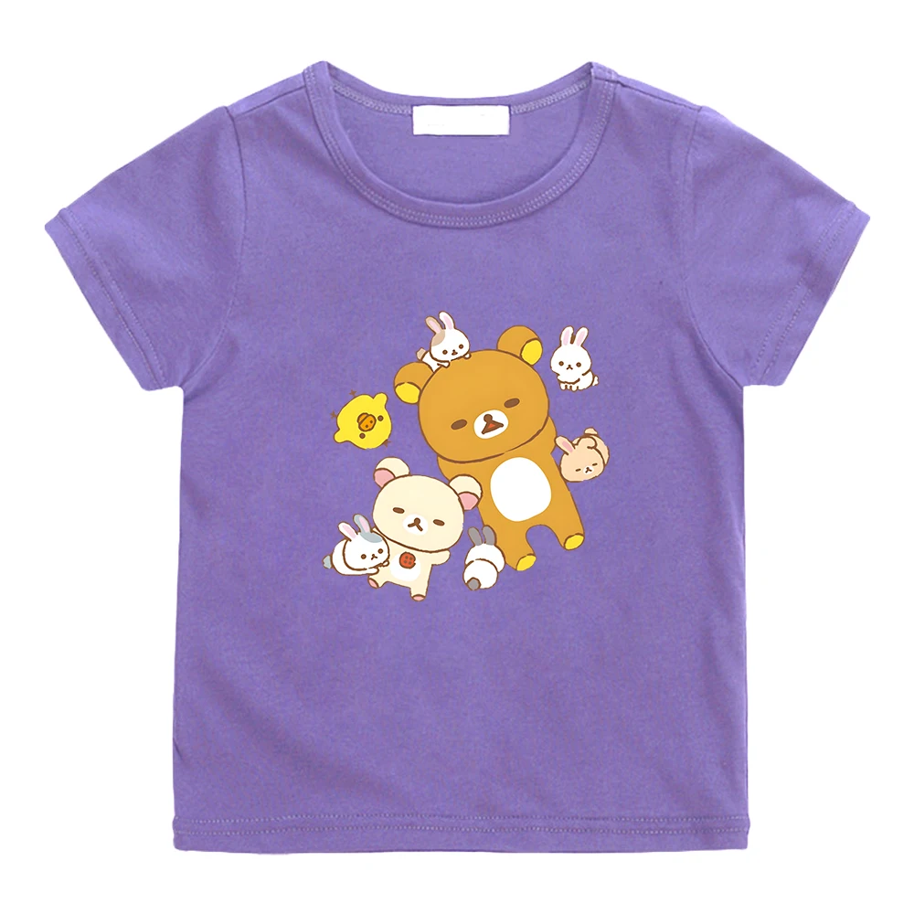 

Rilakkuma Bear Tshirts 100% Cotton Kawaii Printing Tee-shirt Casual Funny Cartoon Graphic Printed T-shirts Short Sleeve Summer