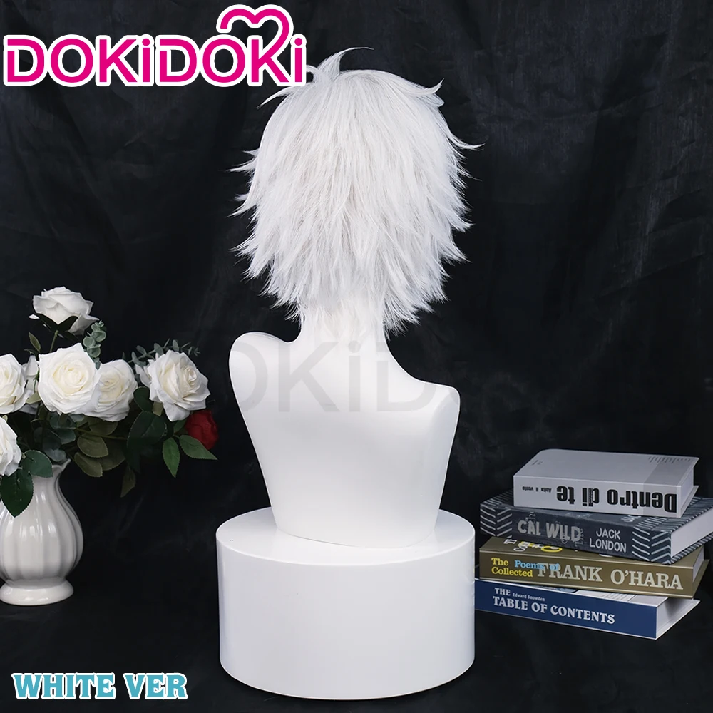 IN STOCK Gojo Satoruu Wig Anime Cosplay Wig DokiDoki Men Short White Hair Gojo Cosplay Eyelashes Free Wig Cap