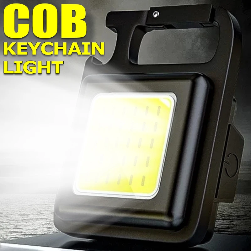 

Mini COB Keychain Light 3 Modes USB Rechargeable Work Lights Multifunctional Hiking Camping Portable Lamp Magnet Torches Lamps