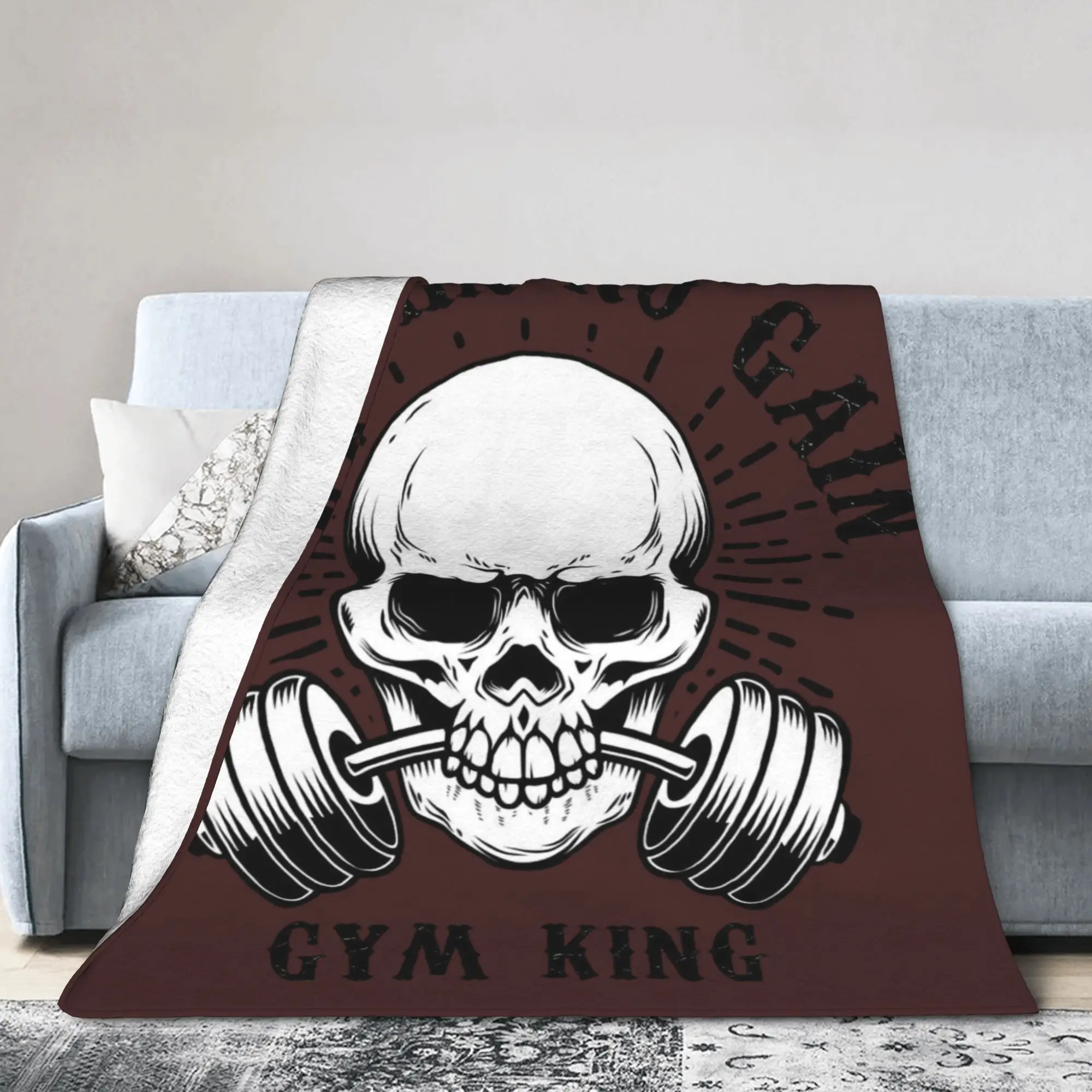 Custom No Pain No Gain Blanket Soft Fleece Spring Flannel Bodybuilding Fitness Gym Throw Blankets for Sofa Home Bedding Quilt