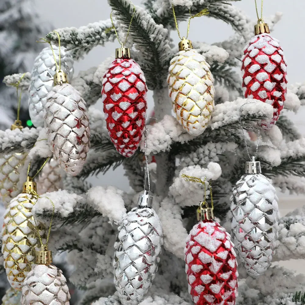 

5Pcs Christmas Painted Pine Cone Balls Hanging Pendants Merry Christmas Tree Decoration for Home Xmas Ornament Gift Navidad 2024