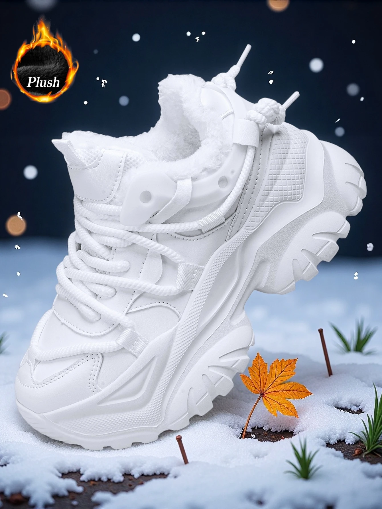 Damen Y2K Sweet-Cool Style Vulkanisierte Schuhe, Leichte Eva-Sneaker mit Dicker Sohle und 7cm Absatzverhöhung, Weiße Freizeitschuhe, Outdoor Ganzjahres Warme Baumwollschuhe – Detail 3