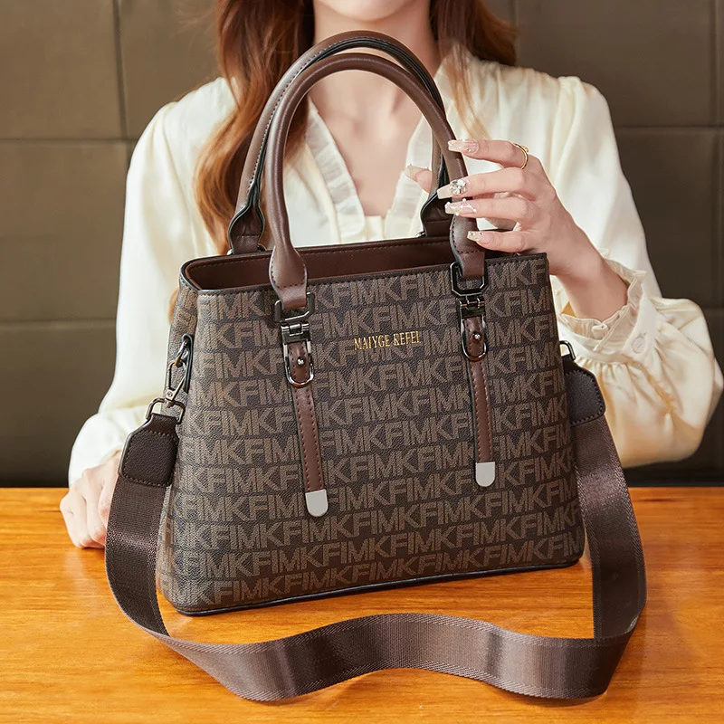 

Женская кожаная рабочая сумка 2025 года, просторная сумка с верхней ручкой, трансформируемый кошелек на плечо, элегантная офисная сумка для профессионалов