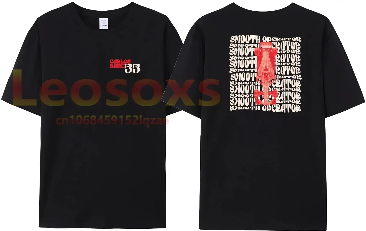 

2024 f 1 Men's Racing 55 Letter T-Shirt F-1 Carlos Sainz 55 Print F Racing 1 Fan Women's Unique Design Original top TeeNO11