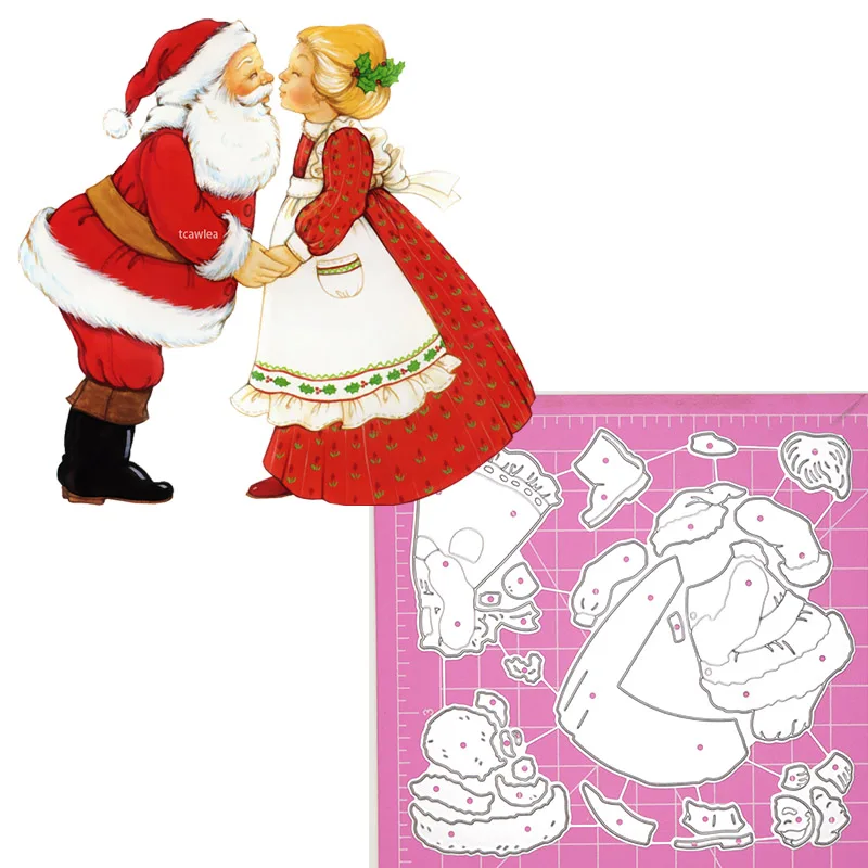 New Grandparents Christmas Metal Cutting Dies Kiss Santa Claus Mold Stencil For Scrapbooking Embossing