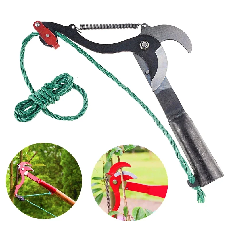 High-Altitude Extension Lopper Pruning Shears with Nylon Rope Carbon Steel Branch Pulley Design Garden Tree Trimming Tools