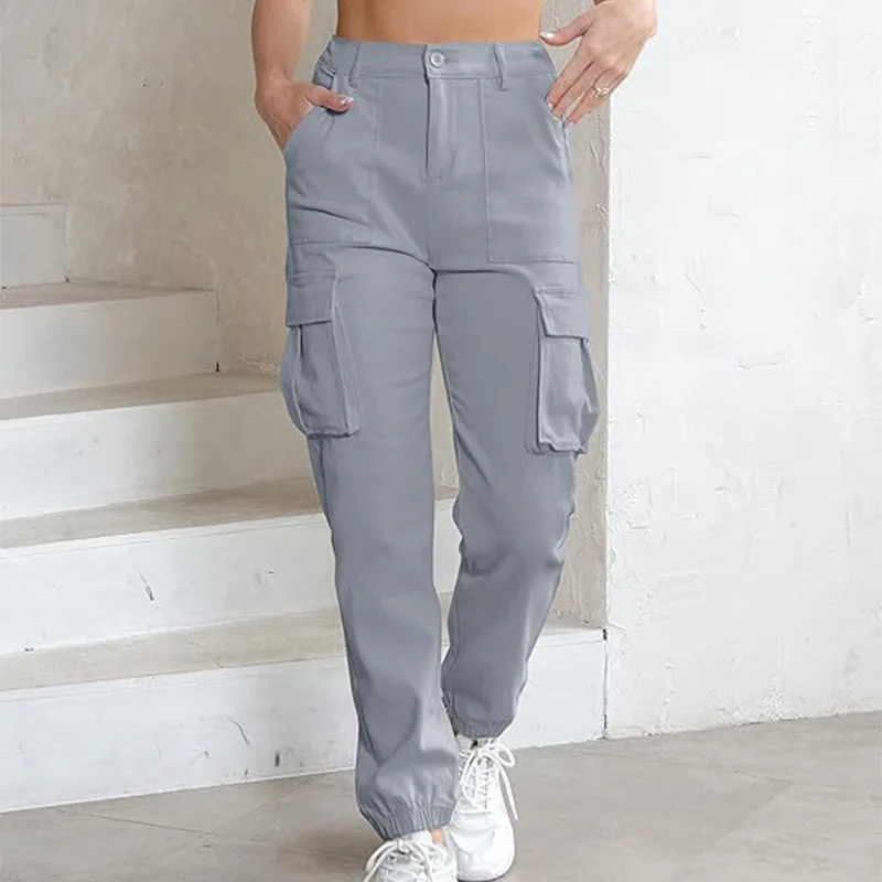 Women's Casual High-waisted Jogging Cargo Belt Pocket Women's Cargo Light Hiking Jogging Pants