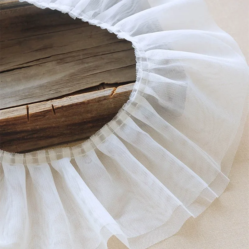 Soft Pleated Double Layer Tulle Lace Clothing Home Textile Fabric Accessories DIY Kids Puff Skirt Ruffle Cuff Sewing Decoration