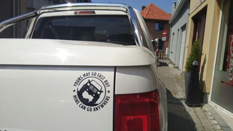 15x15cm 4X4 YOURS MAY GO FAST MINE CAN GO ANYWHERE Stickers, Funny Vinyl Car Decals