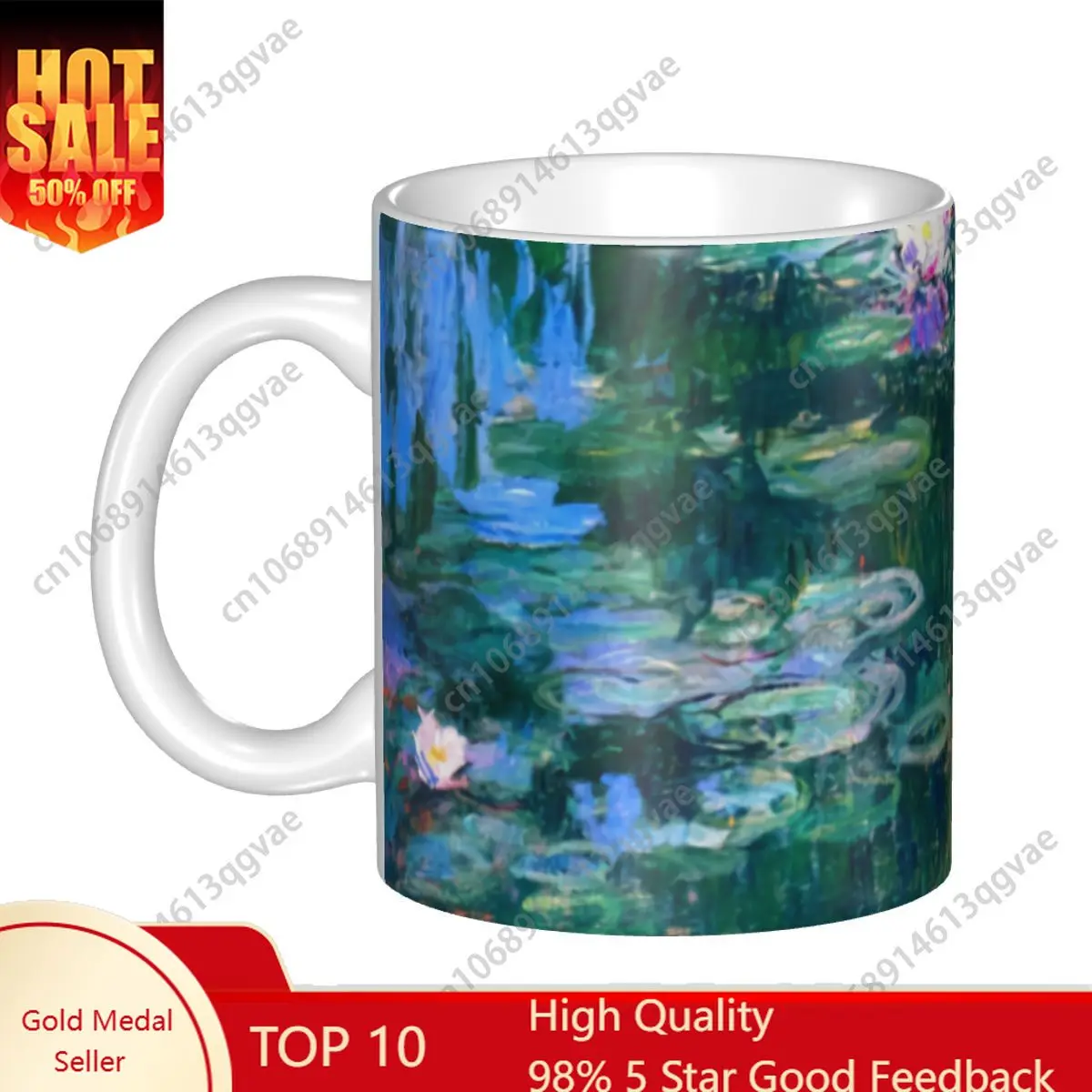 

Water Lilies Monet Coffee Mug DIY Customized Streetwear Ceramic Mug Creative Present Outdoor Work Camping Cups And Mugs