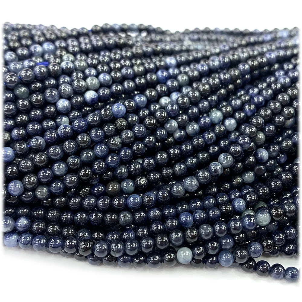 

Veemake Natural Blue Sapphire Loose Round Beads For Jewelry Making Charms Stones DIY Necklace Bracelets Earrings 08293