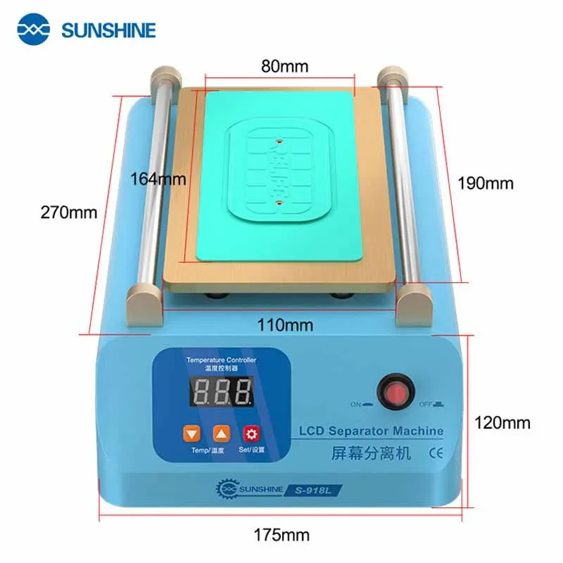 SUNSHINE SS-918L LCD Screen Separator Machine Temperature Adjusted  50 to 130 °C for Phone Touch Screen Separation Repair