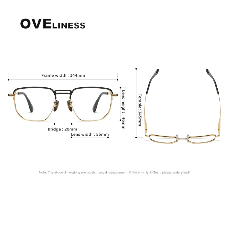 Pure Titanium Glasses Frame for Men Retro Vintage Square Prescription Eyeglasses Male Men's Myopia Optical Eyewear Spectacles