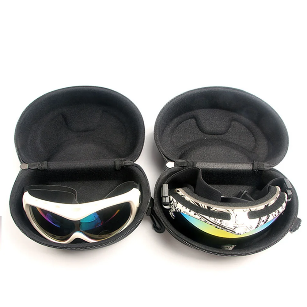 صندوق نظارات التزلج الفاخر، هيكل إيفا متين، تصميم داخلي مبطن بالكامل يناسب معظم النظارات الكبيرة باللون الأسود