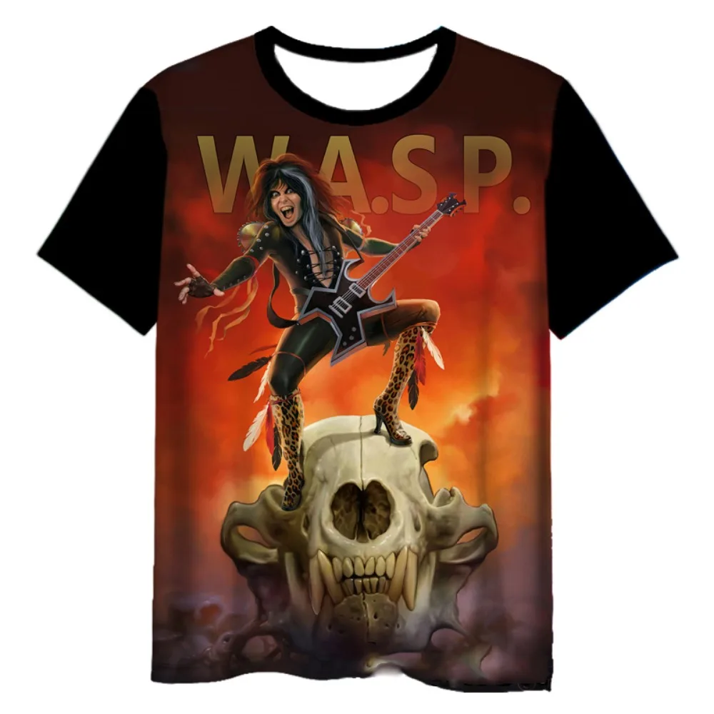 تي شيرت جديد مطبوع عليه فرقة الروك ثلاثية الأبعاد W.A.S.P، ملابس الشارع العصرية للرجال والنساء #5