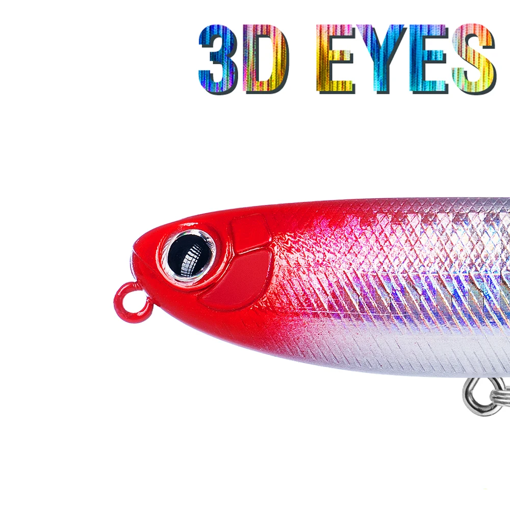 5Pcs Top Wasser Bleistift Angeln Locken 5/6,6/9,1 cm Schwimmende Swimbait Wobbler Künstliche Harten Köder Mit 2 Drillinge Für Bass – Detail 3