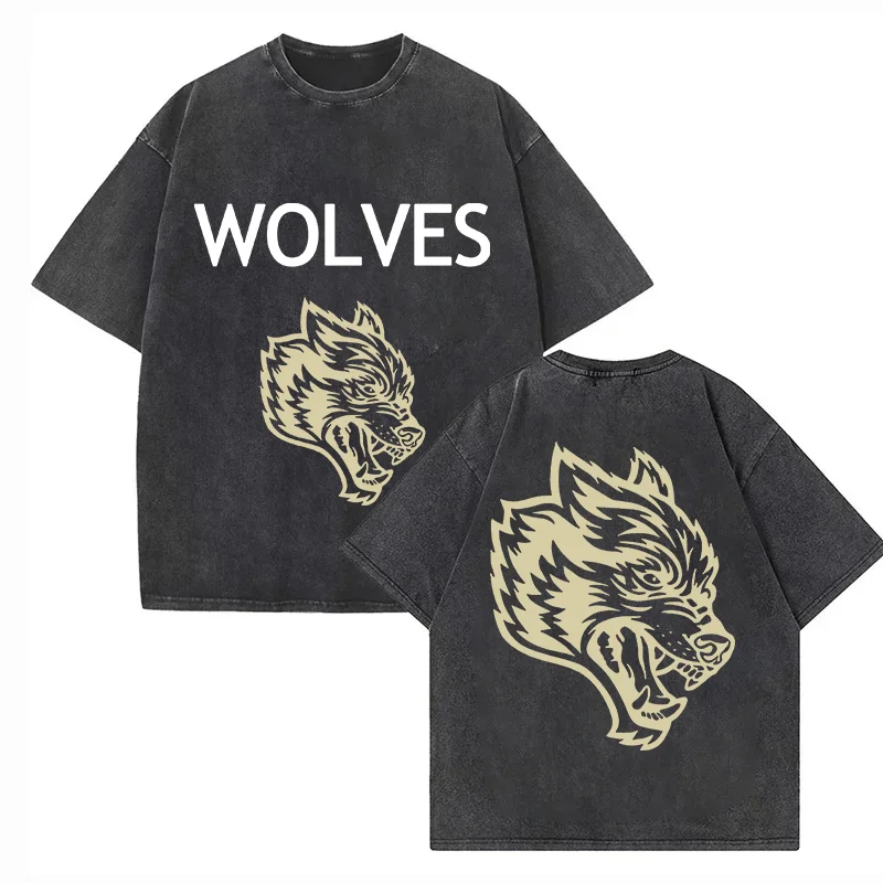 Darc Sport Wolves Gym T-Shirt Super Workout Fitness Darcsports Men's Graphic DTG Print Darcs Sport Wolf Washed T-Shirt