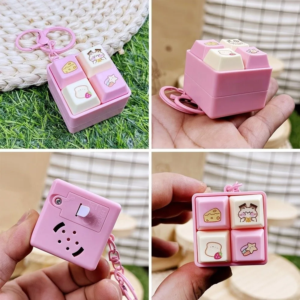 Neue Cartoon Zappeln Schlüsselbund DIY Tastatur Finger Tastatur Kappen Squeeze Musik Schlüsselbund Vier-quadrat Schlüsselbund Clicker Spielzeug