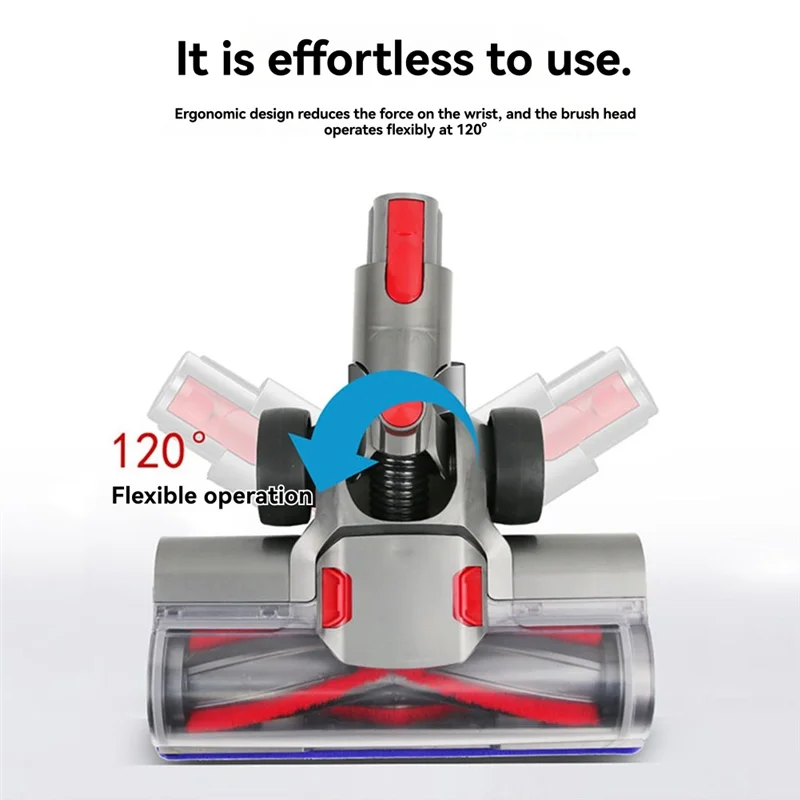 【Berserk】Для пылесоса Dyson V7V8V10V11, электрическая вакуумная головка с прямым управлением, детали головки роликовой щетки с щетиной и зеленым светодиодом