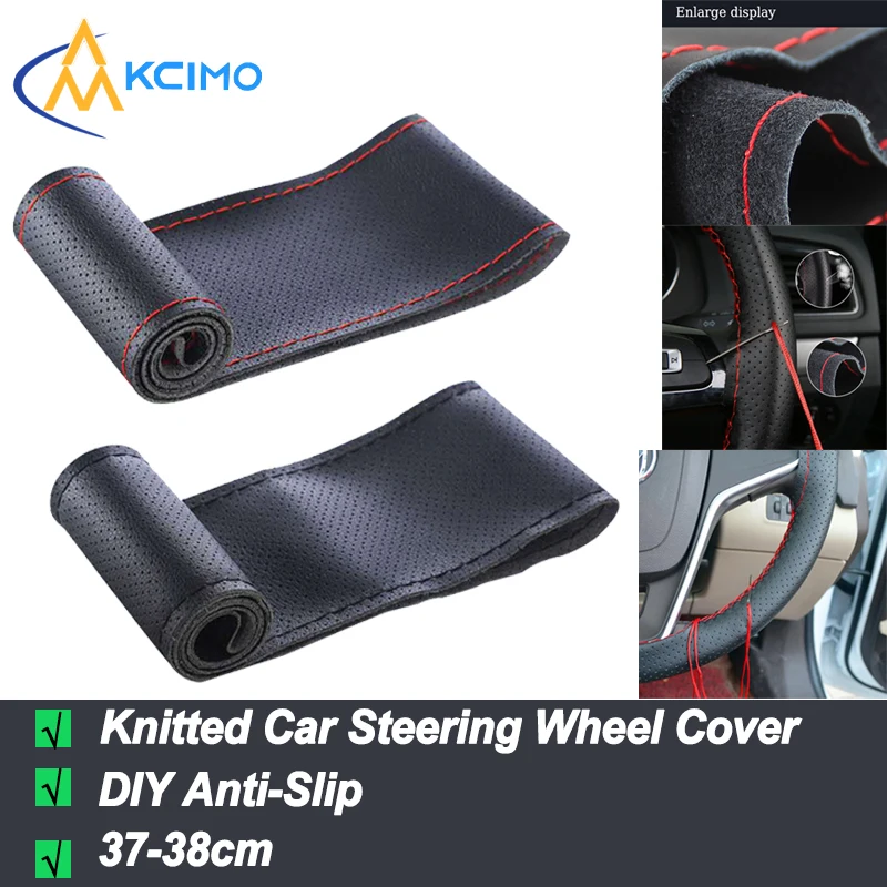

Universal Knitted Car Steering Wheel Cover DIY Anti-Slip Braided Thread Protector for 37-38cm Wheel Auto Accessories