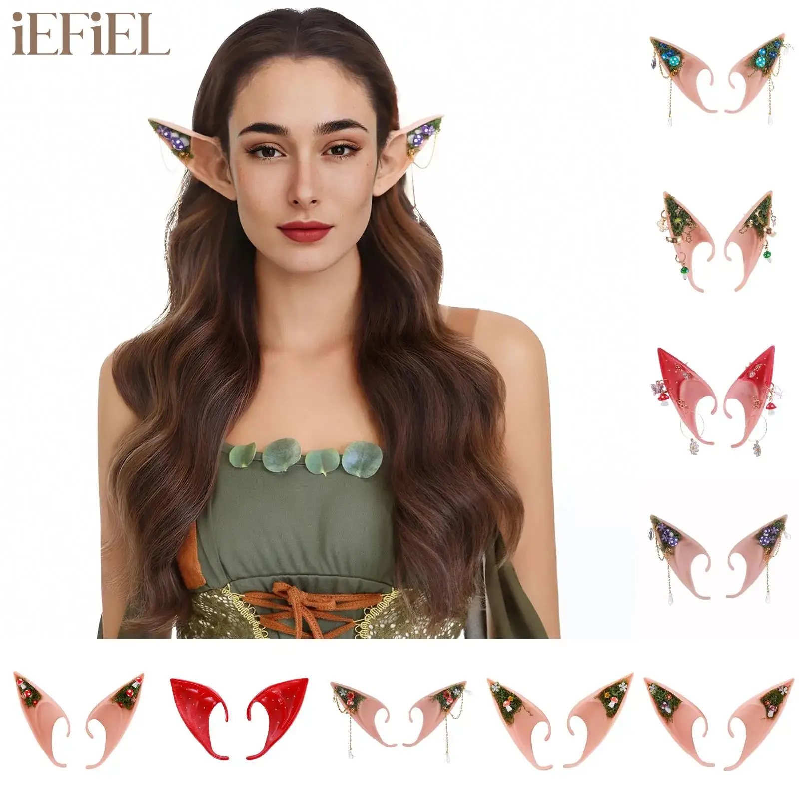 

Mysterious Elf Ears Angel Fairy Ears with Mushroom Moss for Adult Kids Masquerade Halloween Fairy Cosplay Costume Party Props