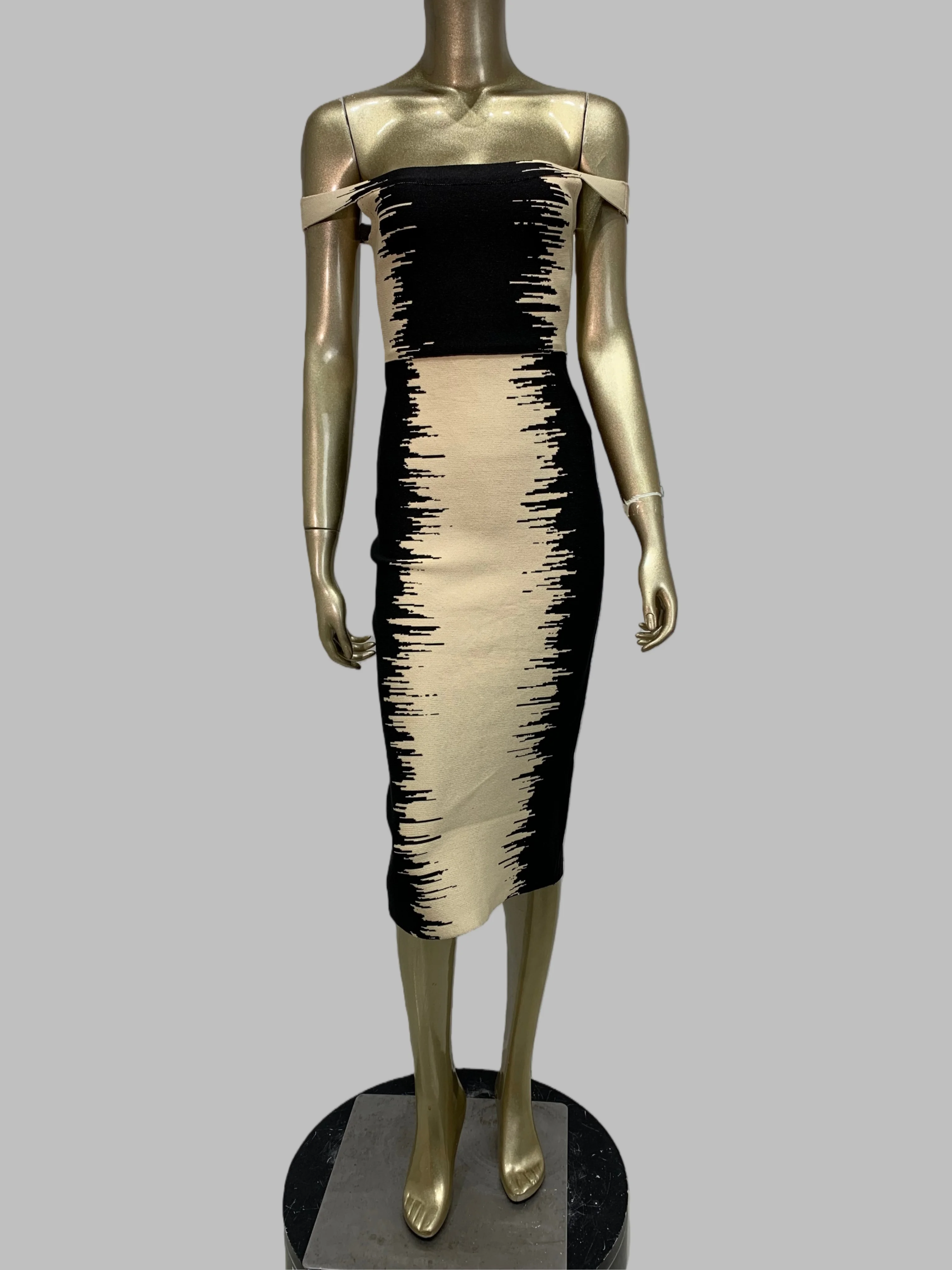 

Новое женское платье 2026 года с эффектом тай-дай, длиной до колена, с бандажным эффектом, открытыми плечами и вырезом «slash neck», элегантное, для вечеринок, клубов и уличной моды