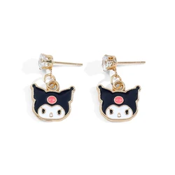 Sanrio Hello Kitty Earrings Stud Women Cute Kuromi Dangle Earrings Girl Cinnamoroll Melody Accessory Kids Xmas Gift