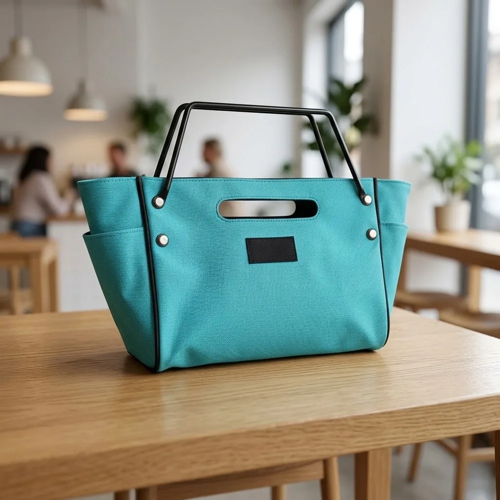 600D Oxford Cloth Step Ladder Tool Bag Blue 28x20x10cm with Hanging Hooks Internal Elastic Straps and External Pockets