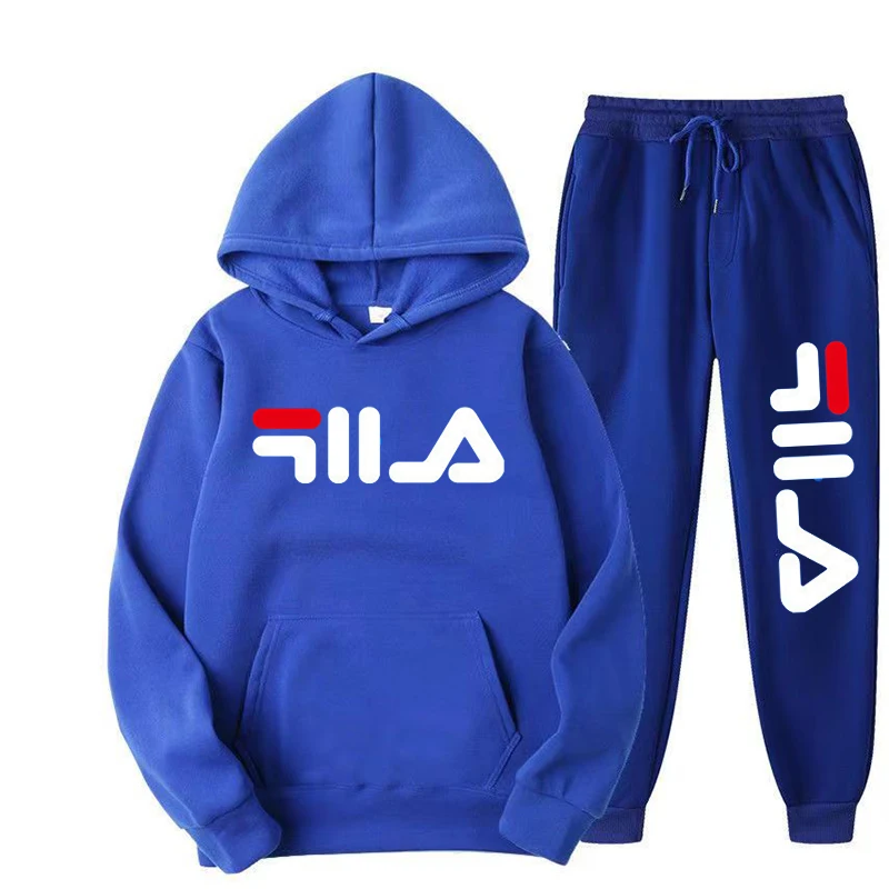 Autumn Winter Tracksuit 2 Pieces Sets Unisex Outdoor Sport Hoodies Cotton Fleece Sweatshirt+Pants Suit Hooded Sportswear