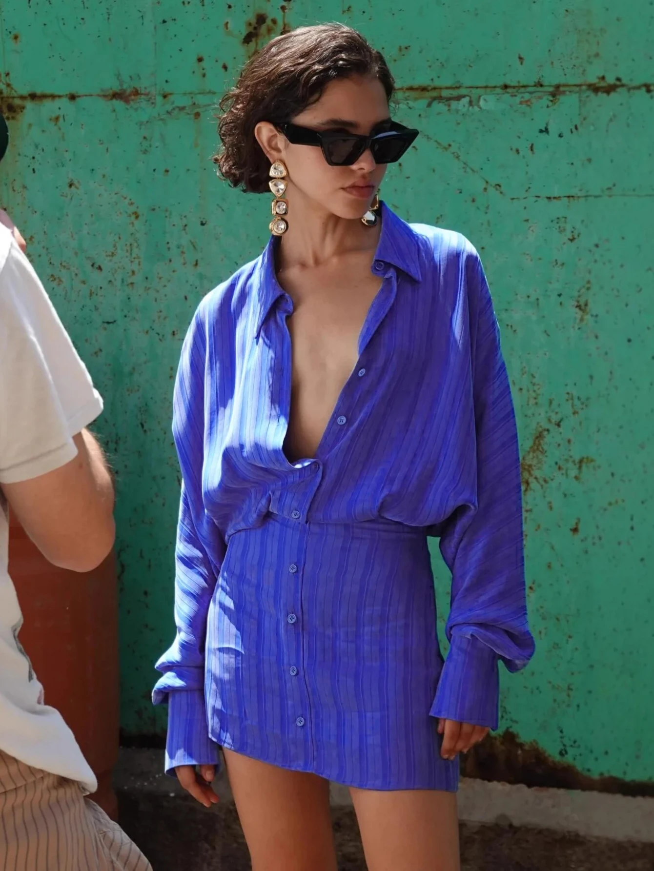 فستان قميص مخطط أنيق كاجوال للخريف بأكمام طويلة فساتين قصيرة ضيقة للنساء ملابس أنيقة