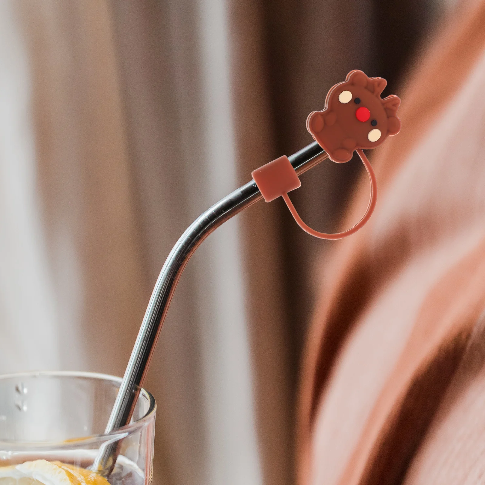 

6pcs Christmas Silicone Straw Toppers Reusable Holiday Drink Accessories For Cups Sports Bottles Dust Spill Protection