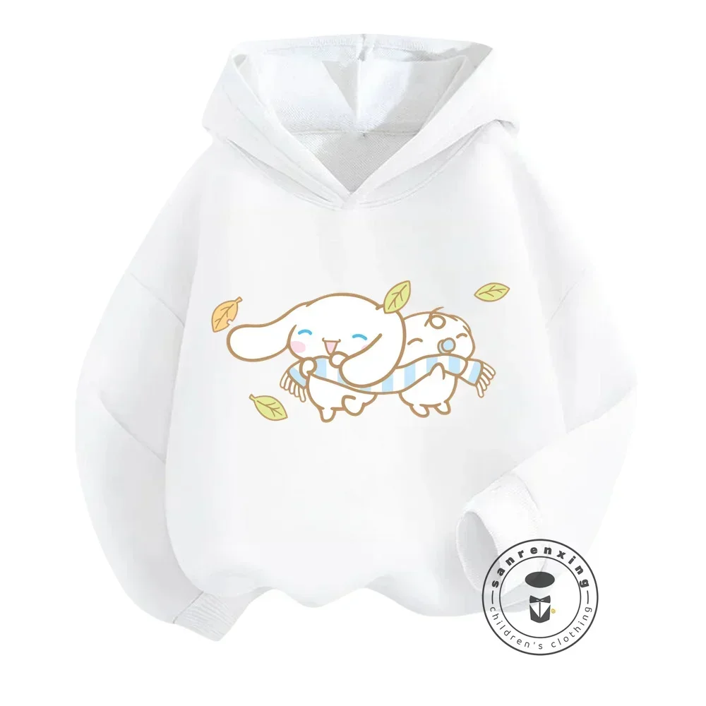 

Cheerful Kawaii Cinnamoroll Cartoon Hoodies Featuring Soft Long Sleeves and Vibrant Graphics Sanrio Autumn Winter Tops for Kids