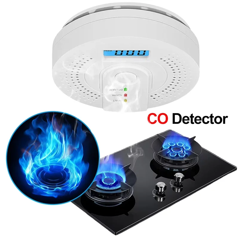 【Livraison Rapide】Digital Carbon Monoxide Detector Sound & Light Warning Sensor Battery Powered CO Gas Monitor Meter With LED In