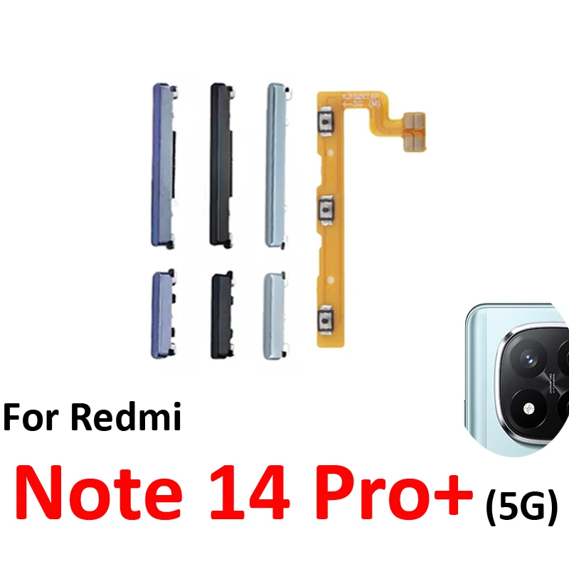 For Xiaomi Redmi Note 14 Pro+ Plus 5G Phone Power Volume Button Up Down External Side Key Internal On Off Flex Cable Parts Black