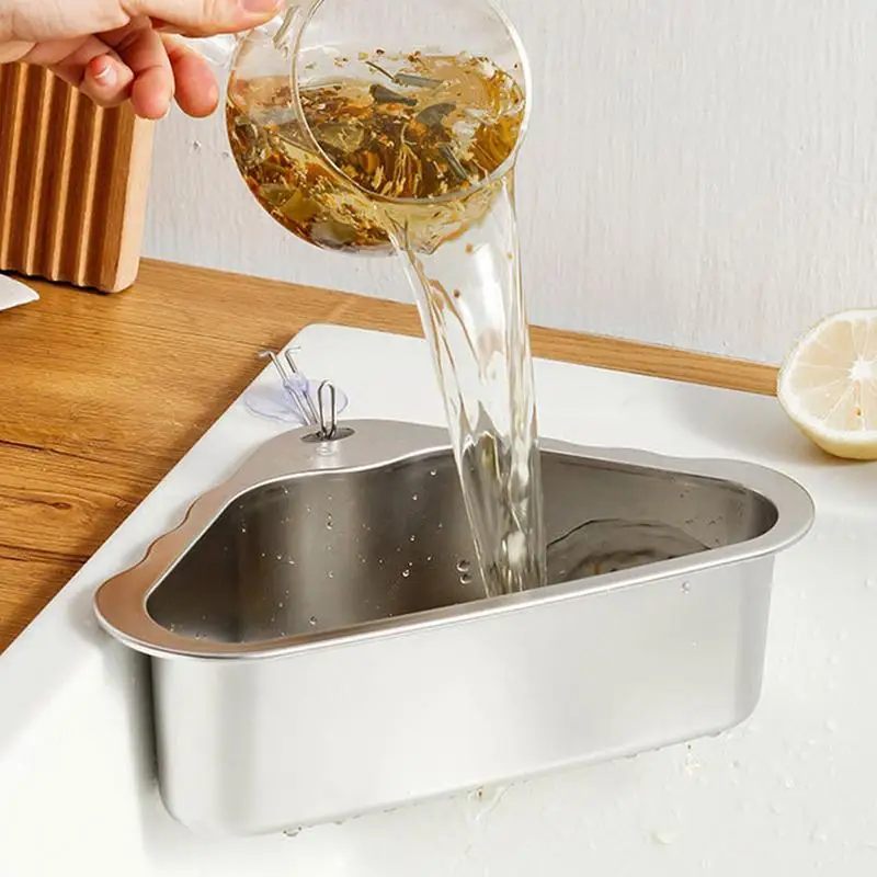 Sink Rack Corner Drain Stainless Steel Strainer Basket Sink Basket For Sink Food Strainer Stainless Steel For Fresh Vegetab