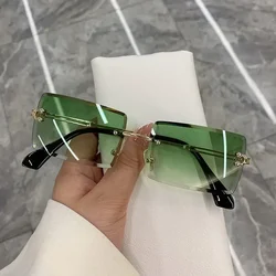 Fashion Rimless Sunglasses For Men Women Luxury Brand Retro Sun Glasses Shades UV400 Travel Outdoor Sun Glasses
