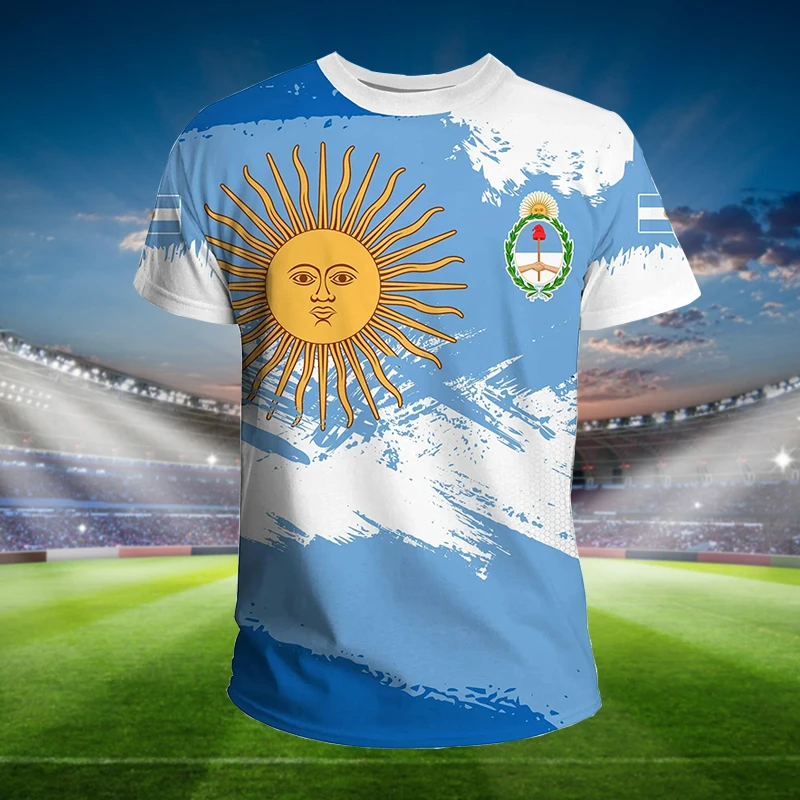 Argentina National Emblem Flag New Fashion Summer Men Women T-Shirt Urban Leisure Oversized Loose Football Club Uniform Clothing