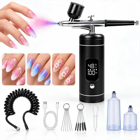Airbrush Nails with Compressor Handheld Mini Portable Airbrush Kit with Compressor for Nails Art Painting Tattoo Cake Decor