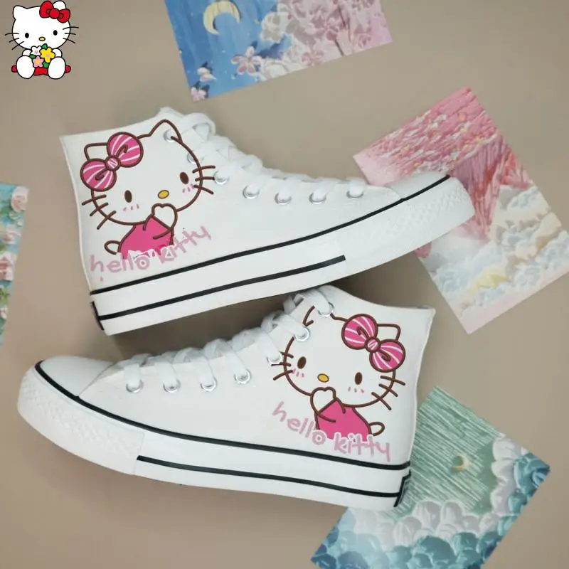 

Красивая парусиновая обувь с героями мультфильмов «Hello Kitty», повседневная обувь, модная детская обувь, обувь для скейтбординга, модный милый праздничный подарок