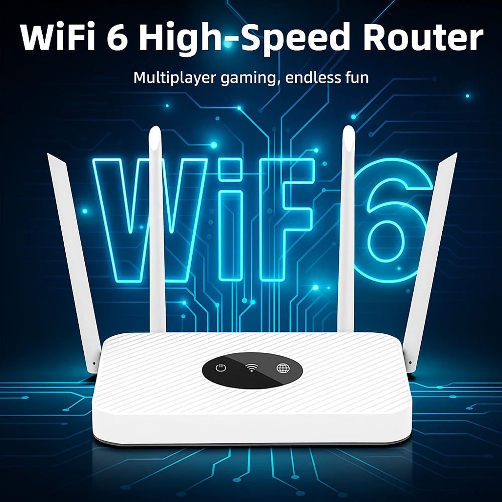 واي فاي 6 راوتر لاسلكي واي فاي الألياف النطاق العريض عالي السرعة غير محدود 4 هوائيات 2.4 جيجا هرتز إشارة قوية تغطية النطاق العريض فائق السرعة