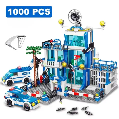 City Police Station Building Block Set Children's Educational Toys DIY Assembly Creative Small Particle Blocks Boys' Gift