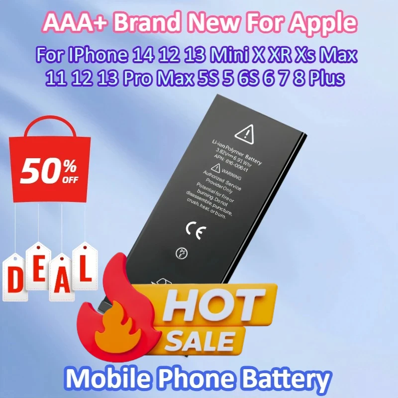 Newest Battery for Apple Batteries for IPhone 14 12 13 Mini X XR Xs Max 11 12 13 Pro Max 5S 5 6S 6 7 8 Plus Mobile Phone Battery