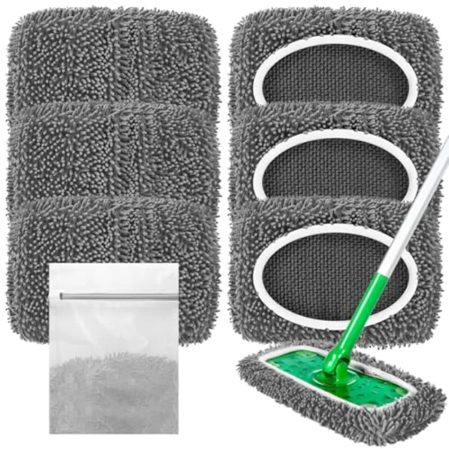 

Reusable Microfiber Mop Pads Compatible with Sweeper Mop, Replacement Wet Mopping pad Refills and Washable Dry Sweeping Cloths