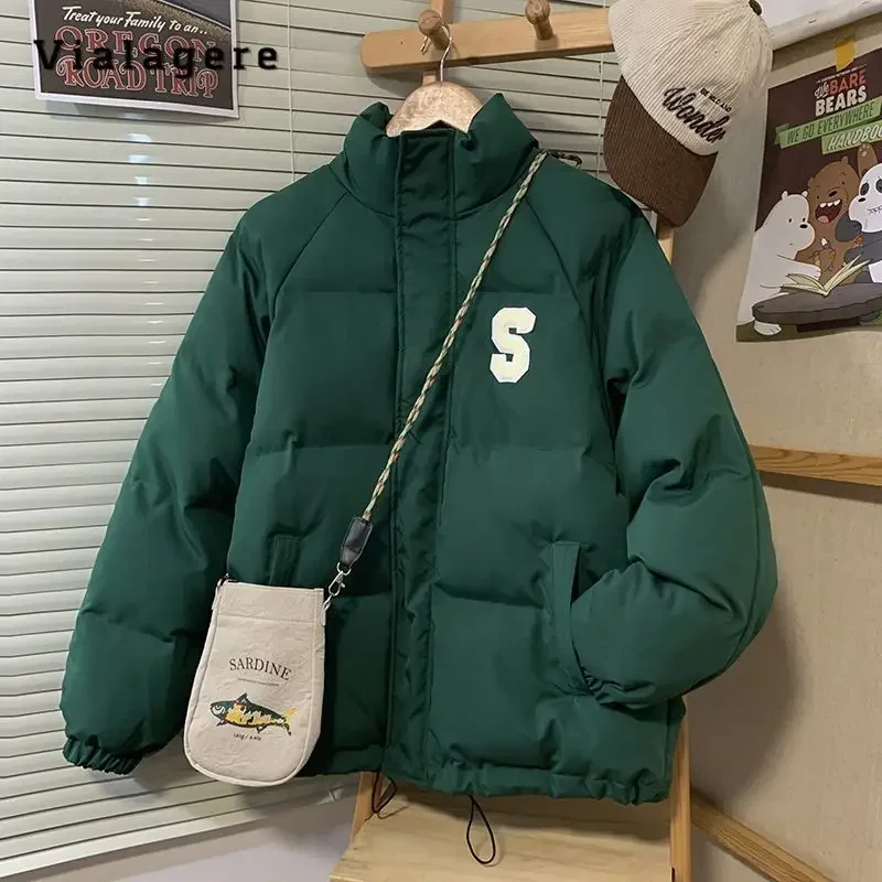 

2024 Summer Autumn American Retro Style Single Breasted Parkas Jacket For Women Casual Letter Print Warm Thick Fashion Coat