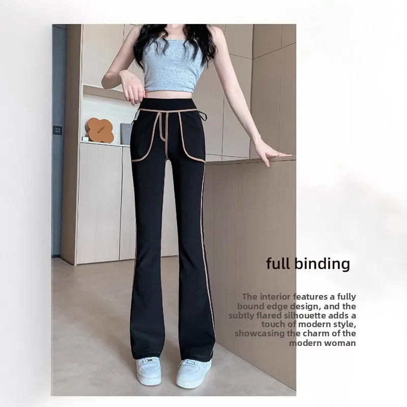 Women's Autumn and Winter Open Crotch New Trousers Sports and Leisure Micro-flared Pants Spice Girls All-inclusive Edge Slim