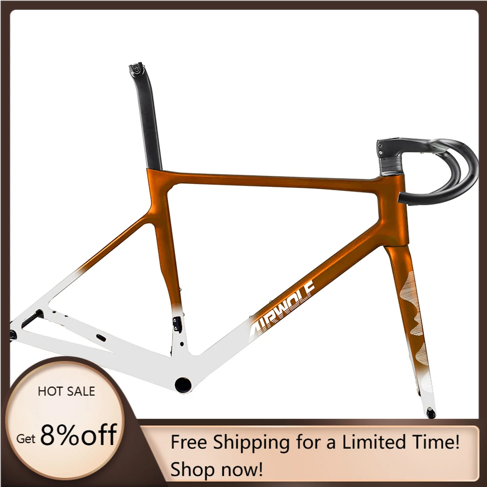 

STLF Airwolf Frame Toray T1100 Carbon Fiber Flat Mout Disc Brake Climbing Bike Frame Di2 and Mechanical Aero Road Bicycle Frame